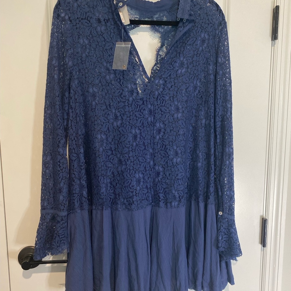 Free People Blue Lace Women's Top